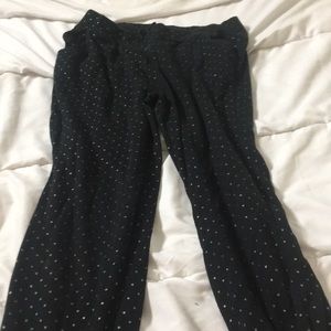 black and gold polkadot joggers